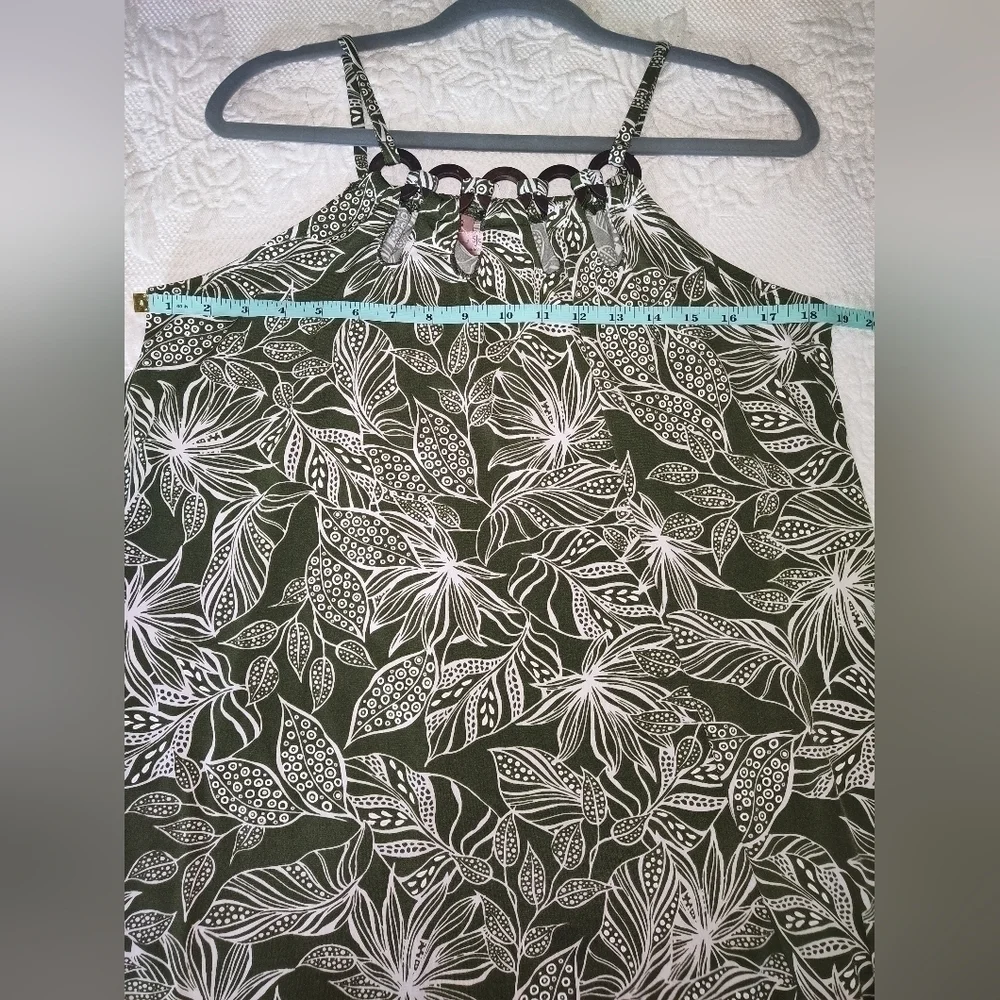 SJS Tropical Olive Green Mini Dress size M - Picture 7 of 7
